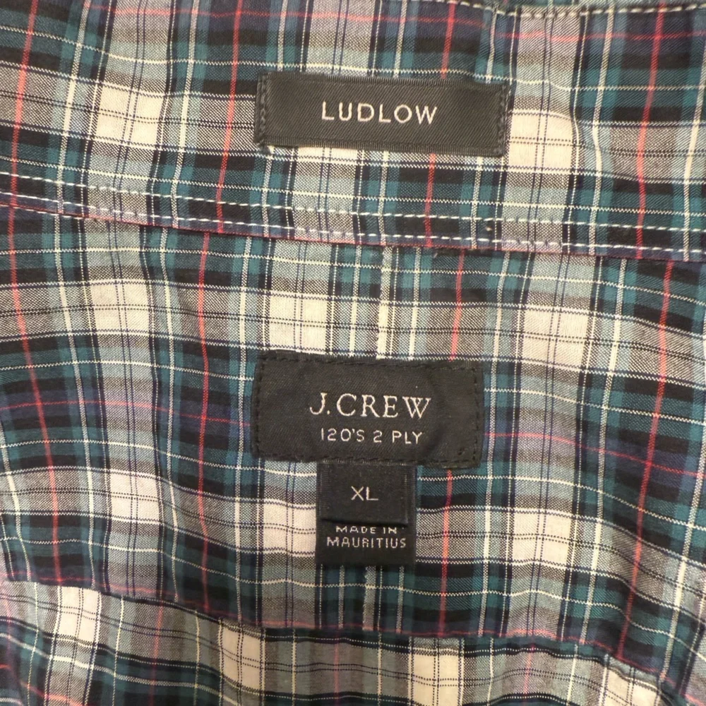 J Crew Shirt Mens XL Blue Ludlow‎ Button Up Long Sleeve Plaid 120s 2 Ply Cotton